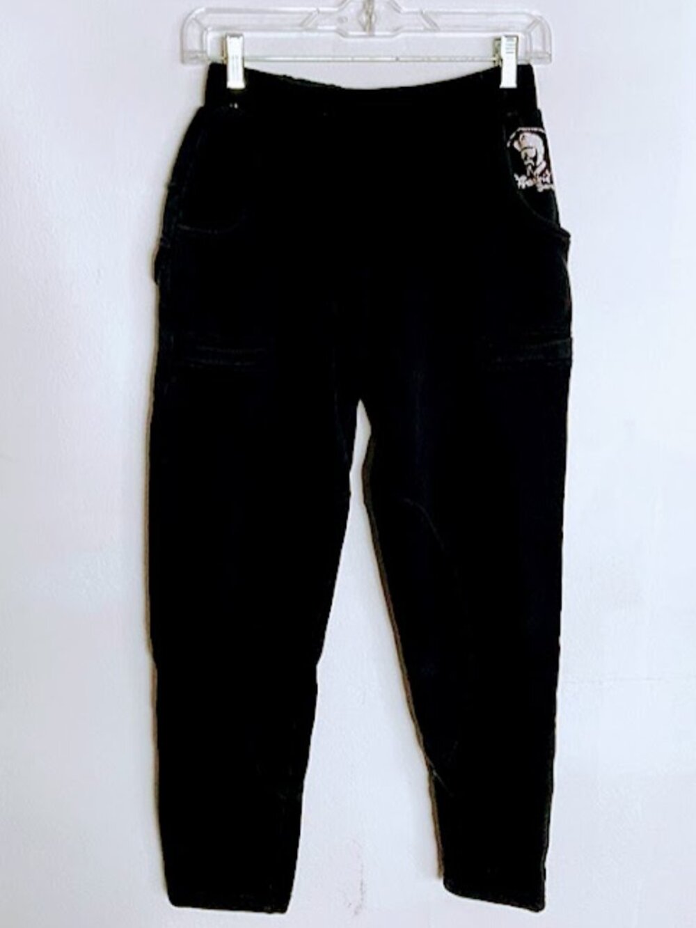 Hongsui Black 100% Cotton Fleece Sweatpants Moto Tapered Joggers Size XS Youth